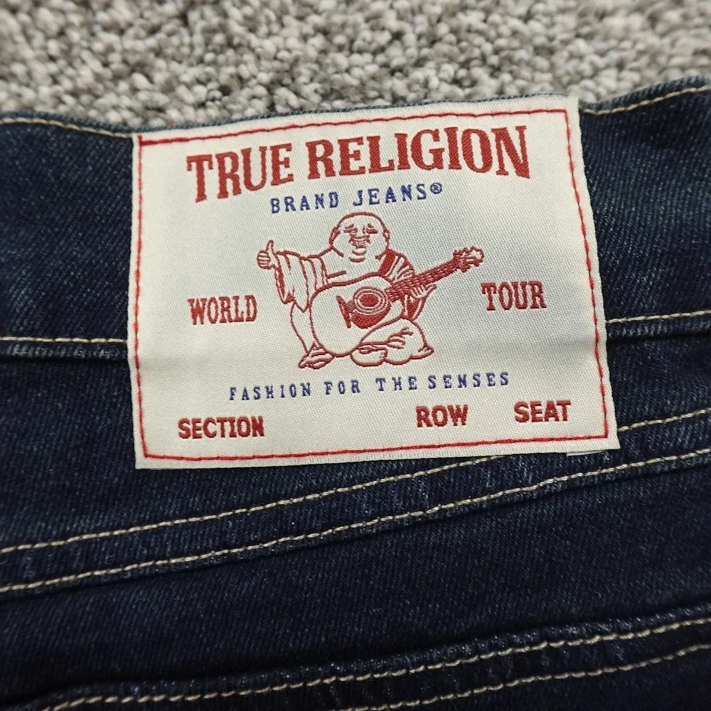 NEW True Religion Jeans Mens 32X32 Blue Denim‎ Pants Geno Relaxed Slim Straight